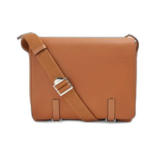 Military Messenger bag in soft grained calfskin