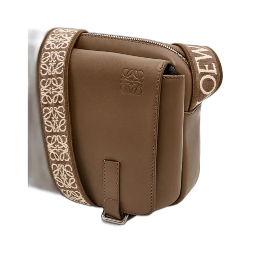 XS Military messenger bag in supple smooth calfskin and jacquard