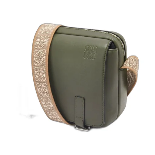 XS Military messenger bag in supple smooth calfskin and jacquard