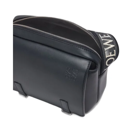 XS Military messenger bag in supple smooth calfskin and jacquard