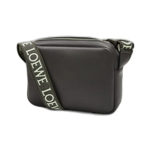 XS Military messenger bag in supple smooth calfskin and jacquard