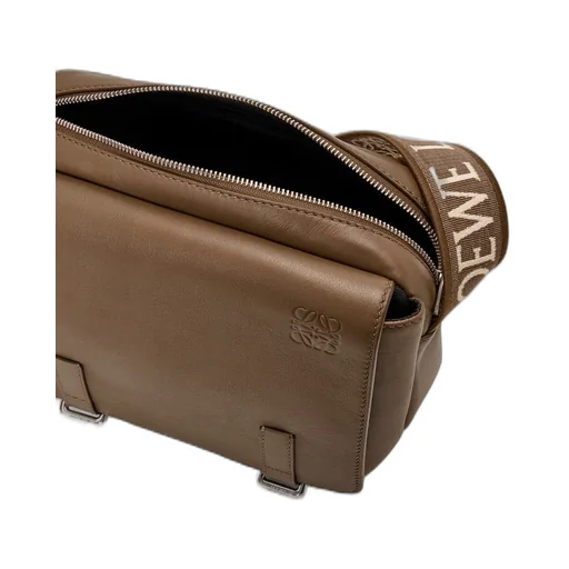 XS Military messenger bag in supple smooth calfskin and jacquard