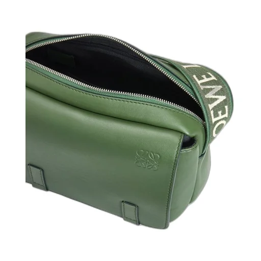 XS Military messenger bag in supple smooth calfskin and jacquard