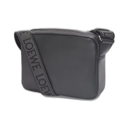 XS Military messenger bag in supple smooth calfskin and jacquard