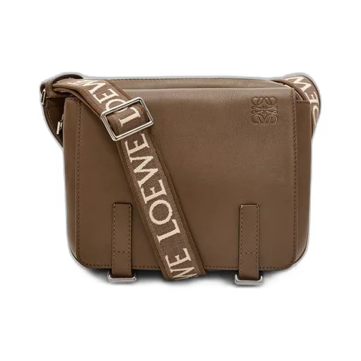 XS Military messenger bag in supple smooth calfskin and jacquard