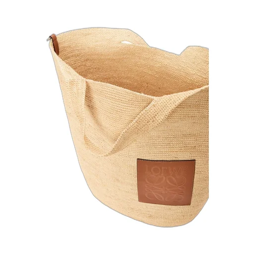 Large Slit bag in raffia and calfskin