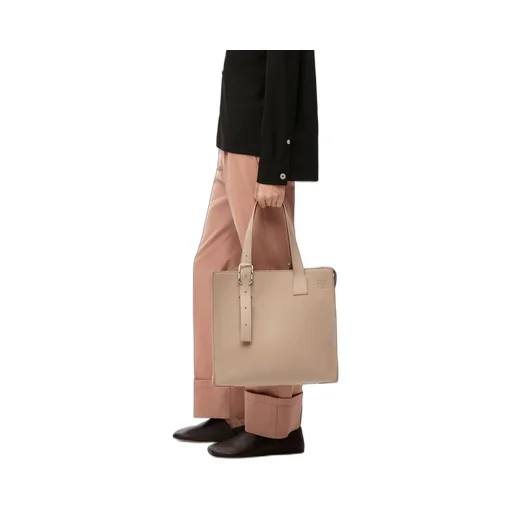 Buckle Zip Tote in soft grained calfskin