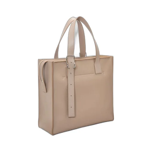 Buckle Zip Tote in soft grained calfskin