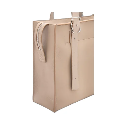 Buckle Zip Tote in soft grained calfskin