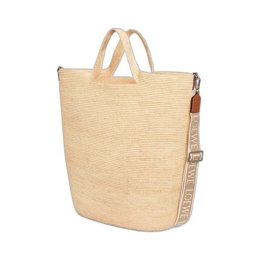Large Slit bag in raffia and calfskin