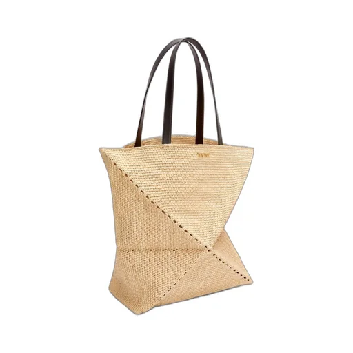 XL Puzzle Fold Tote in raffia