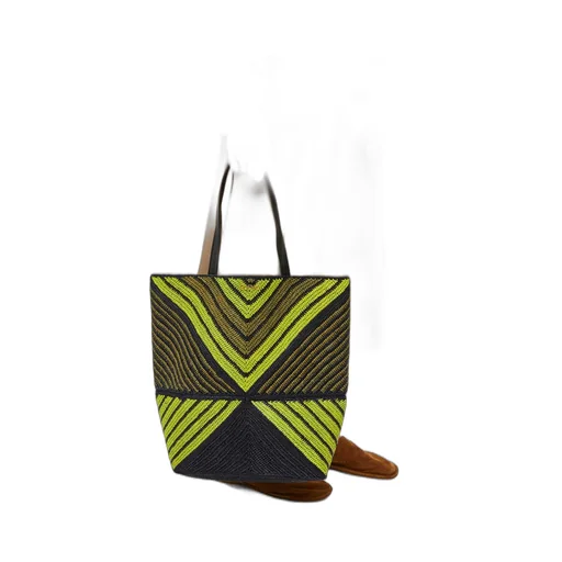 XL Puzzle Fold Tote in raffia