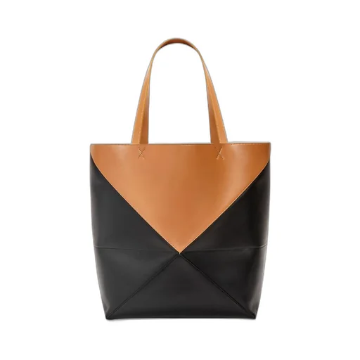 XL Puzzle Fold Tote in shiny calfskin