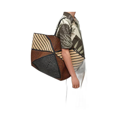 XXL Puzzle Fold Tote in raffia