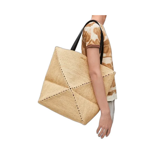 XL Puzzle Fold Tote in raffia