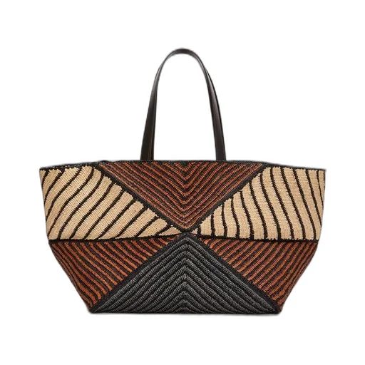 XXL Puzzle Fold Tote in raffia