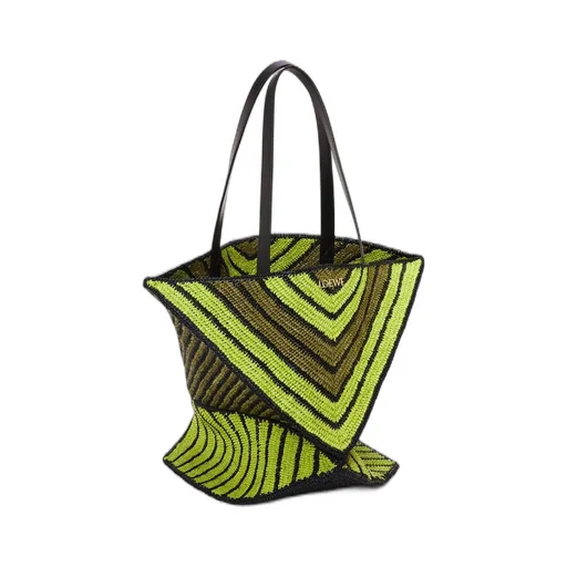 XL Puzzle Fold Tote in raffia