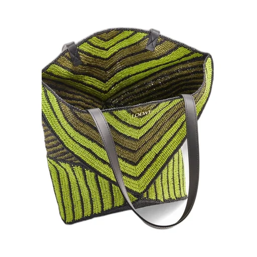 XL Puzzle Fold Tote in raffia