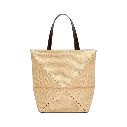 XL Puzzle Fold Tote in raffia