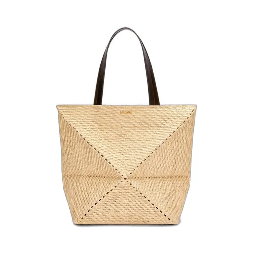 XL Puzzle Fold Tote in raffia