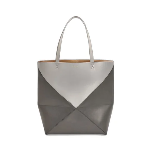 XL Puzzle Fold Tote in shiny calfskin