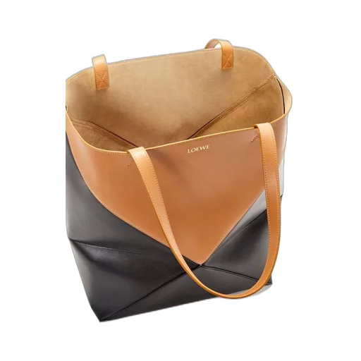 XL Puzzle Fold Tote in shiny calfskin