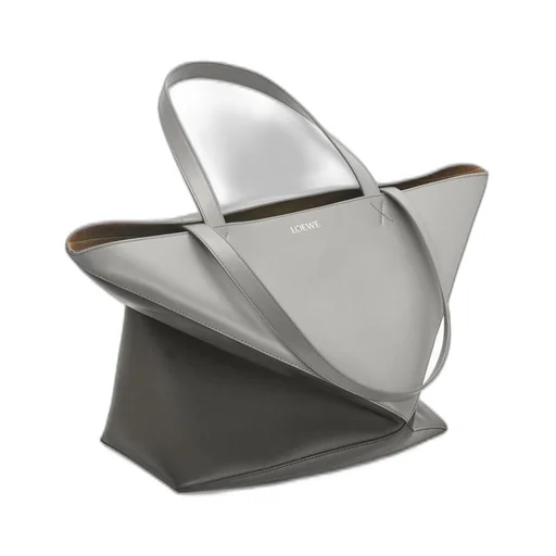 XL Puzzle Fold Tote in shiny calfskin