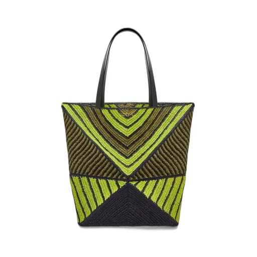 XL Puzzle Fold Tote in raffia