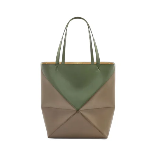 XL Puzzle Fold Tote in shiny calfskin