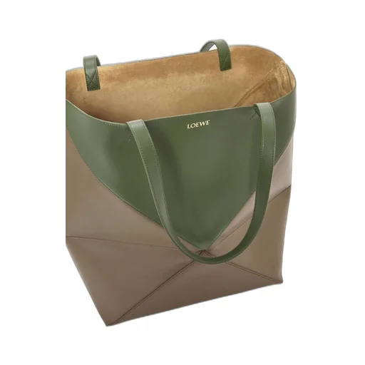 XL Puzzle Fold Tote in shiny calfskin