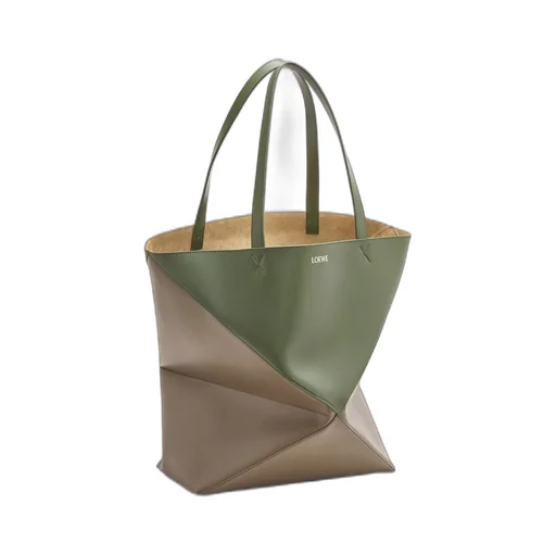 XL Puzzle Fold Tote in shiny calfskin