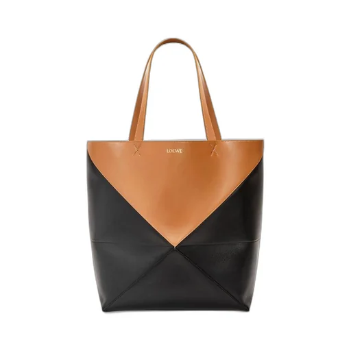XL Puzzle Fold Tote in shiny calfskin