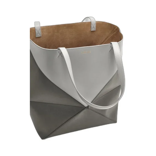 XL Puzzle Fold Tote in shiny calfskin