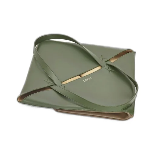 XL Puzzle Fold Tote in shiny calfskin