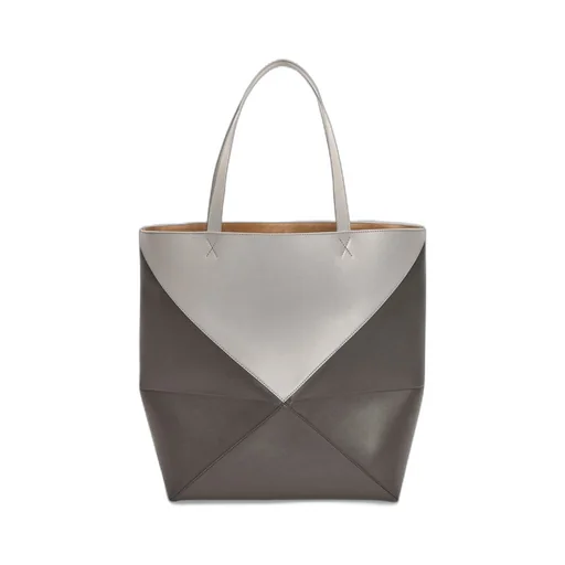 XL Puzzle Fold Tote in shiny calfskin