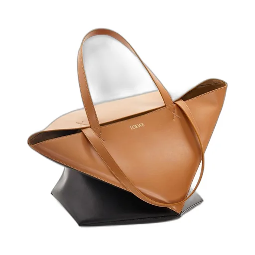 XL Puzzle Fold Tote in shiny calfskin