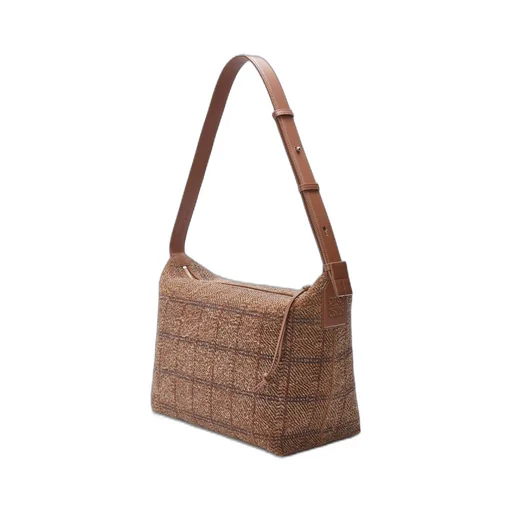 Cubi Crossbody bag in tartan brushed suede