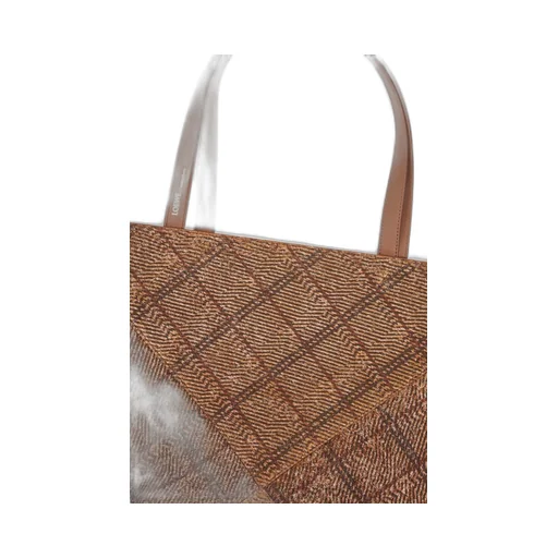 XL Puzzle Fold tote in tartan brushed suede