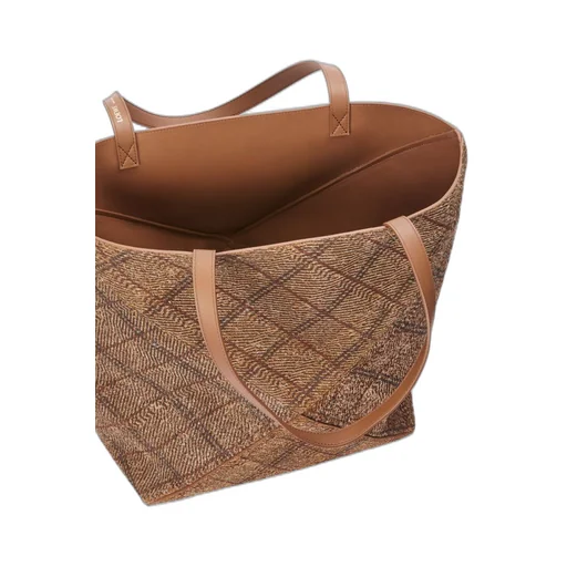 XL Puzzle Fold tote in tartan brushed suede