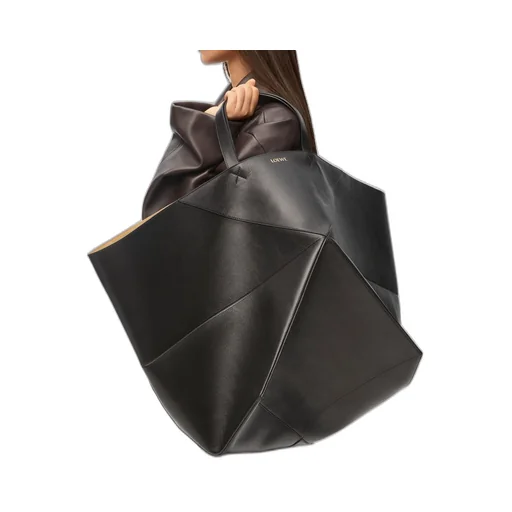 XXL Puzzle Fold Tote in shiny calfskin