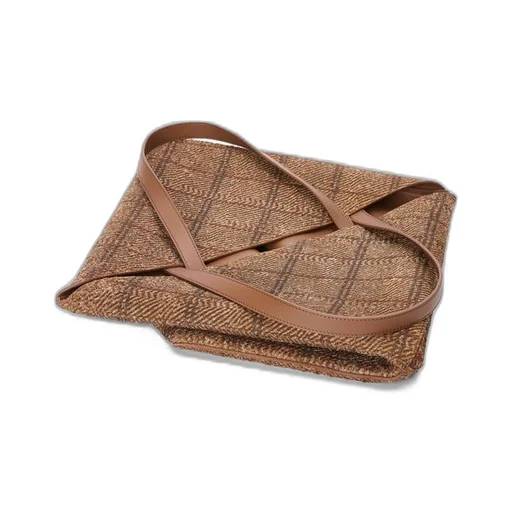 XL Puzzle Fold tote in tartan brushed suede