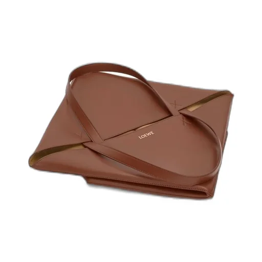 XL Puzzle Fold Tote in shiny calfskin