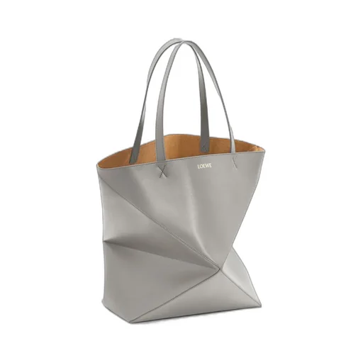 XL Puzzle Fold Tote in shiny calfskin