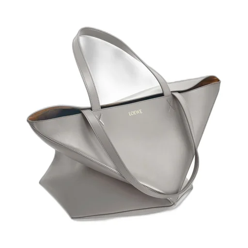 XL Puzzle Fold Tote in shiny calfskin