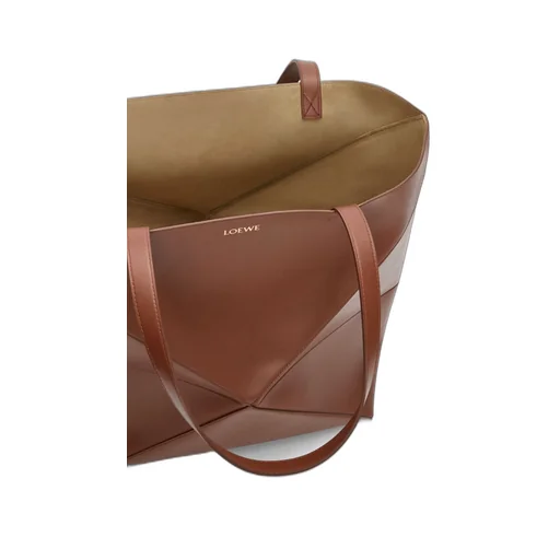 XL Puzzle Fold Tote in shiny calfskin