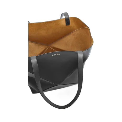 XL Puzzle Fold Tote in shiny calfskin