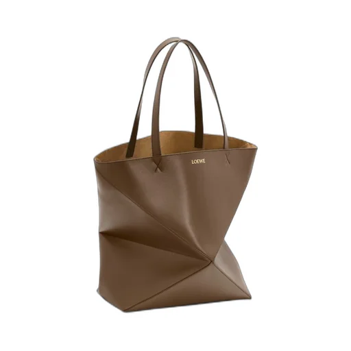 XL Puzzle Fold Tote in shiny calfskin