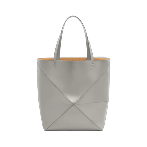 XL Puzzle Fold Tote in shiny calfskin