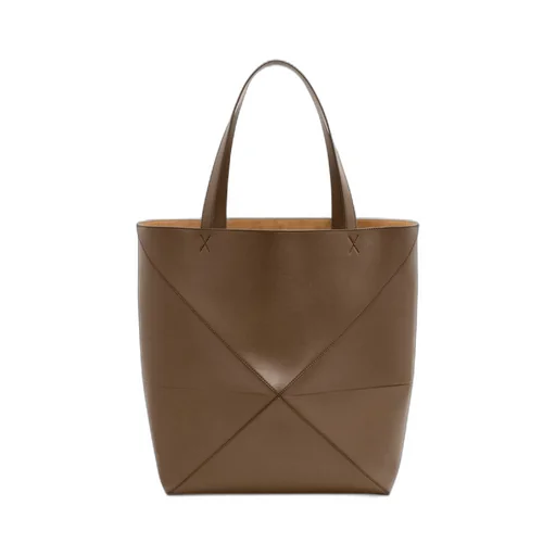 XL Puzzle Fold Tote in shiny calfskin
