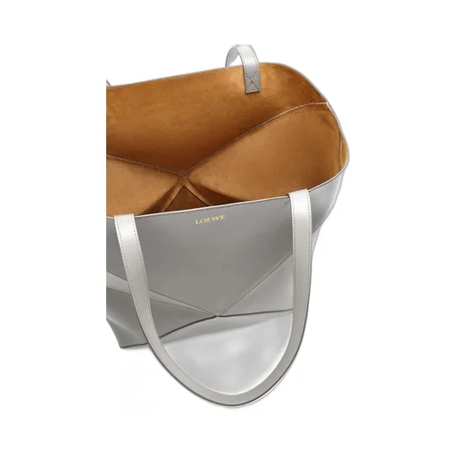 XL Puzzle Fold Tote in shiny calfskin